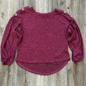 Liberty Love Maroon Ribbed Crop Top with Button Detail Size Small